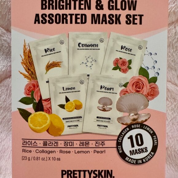 PRETTYSKIN Brighten & Glow Assorted Mask Set (10 sheets) - Picture 1 of 8